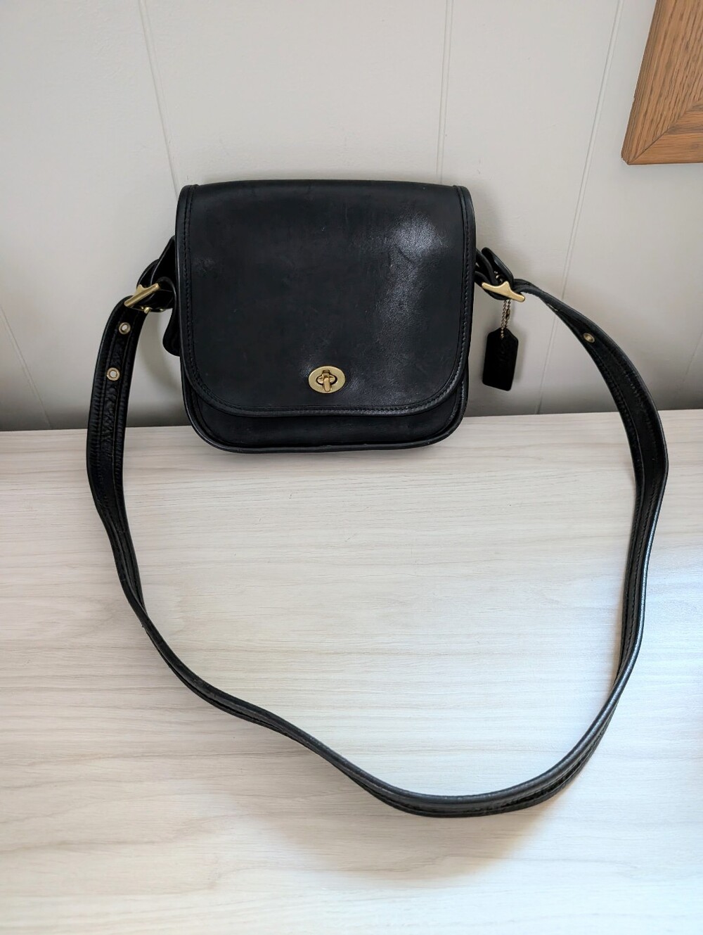 Coach Vintage Black Leather Crossbody Purse